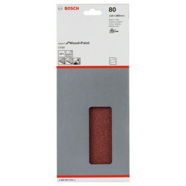 Шлифлист C430, в упаковке 10шт. 115x280 мм, 80 Bosch 2608605324 — изображение 2