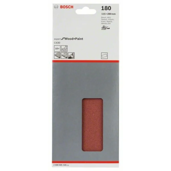 Шлифлист C430, в упаковке 10шт. 115x280 мм, 180 Bosch 2608605326 — изображение 2