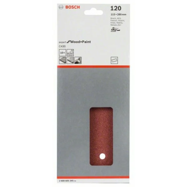 Шлифлист C430, в упаковке 10шт. 115x280 мм, 120 Bosch 2608605345 — изображение 2