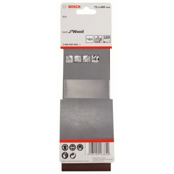 Набор из 3 шлифлент X440 75x480мм, 180 Bosch 2608606048 — изображение 2