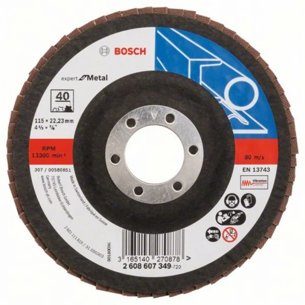 Лепестковый шлифкруг X551 Expert for Metal 115x22,23 мм, 40 Bosch 2608607349