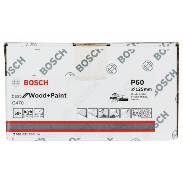 Шлифлист C470, в упаковке 50 шт. 125 мм, 60 Bosch 2608621005 — изображение 2