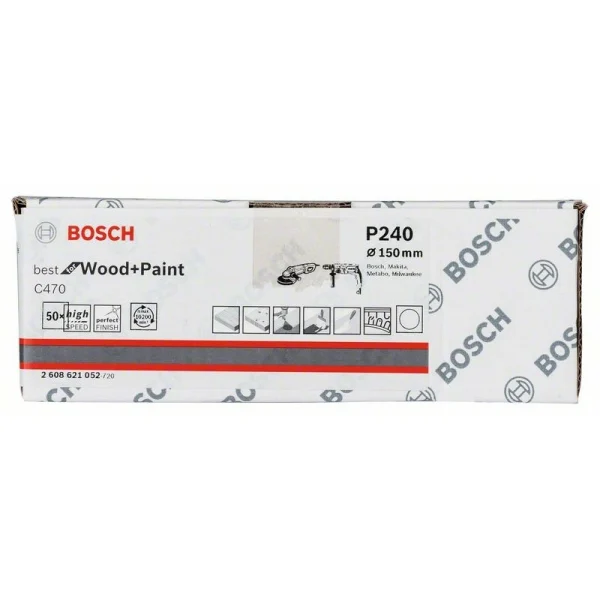 Шлифлист на бумажной основе C470, в упаковке 50шт. 150 мм, 240 Bosch 2608621052 — изображение 2