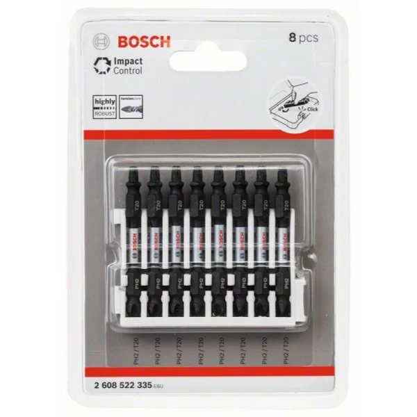 Кассета двусторонних ударных бит Impact Control 65 мм PH2/T20 8 шт Bosch 2608522335 — изображение 2