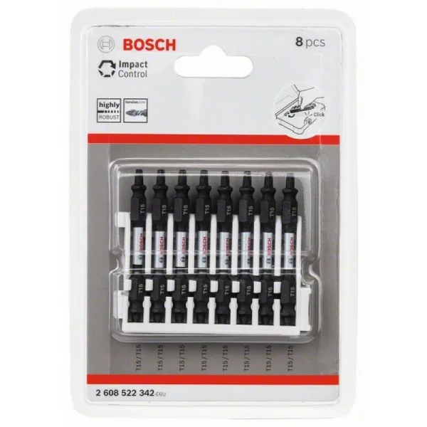 Кассета двусторонних ударных бит Impact Control 65 мм T15/T15 8 шт Bosch 2608522342 — изображение 2