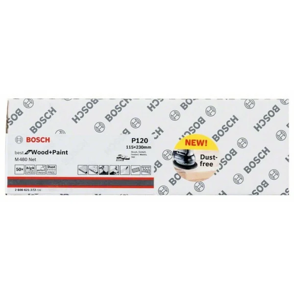 Набор шлифлистов (50 шт) M480 на сетчатой основе115x230 K120 Bosch 2608621272 — изображение 2