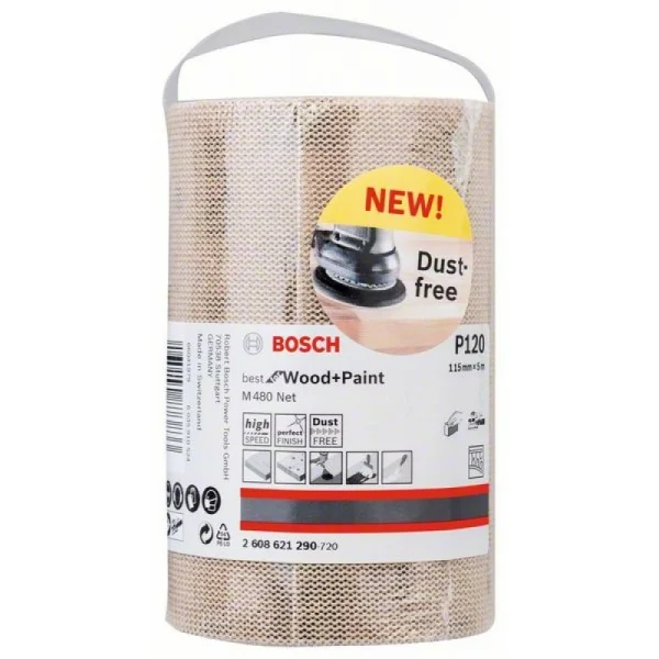 Шлифрулон M480 на сетчатой основе 115x5000 мм K120 Bosch 2608621290 — изображение 2