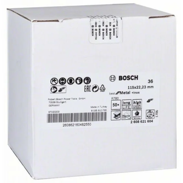 Фибровый шлифкруг R780 Best for Metal+Inox, 115 мм, G36 Bosch 2608621604 — изображение 2