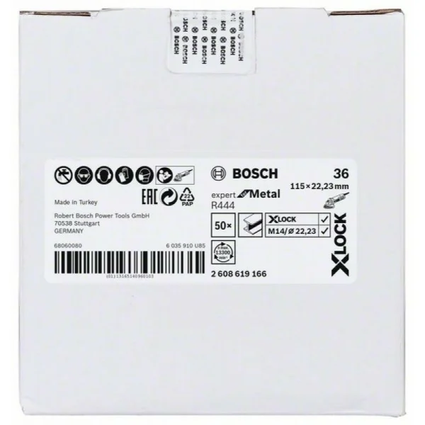 Фибровый шлифкруг R444 Expert for Metal X-LOCK 115 мм G36 Bosch 2608619166