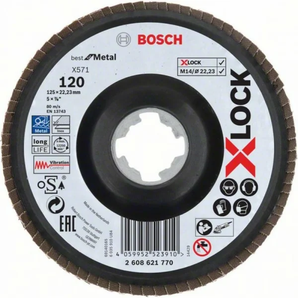 Лепестковый шлифкруг X571 Best for Metal X-LOCK 125 мм G120 угл. пластик Bosch 2608621770